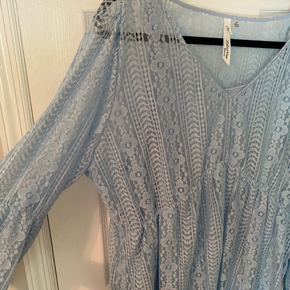 NWT NY COLLECTION 2-piece Blue Lace Blouse - Picture 3 of 8